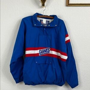 Apex-One VTG Men's Blue Giants Windbreaker Pop Over Quilted Jacket